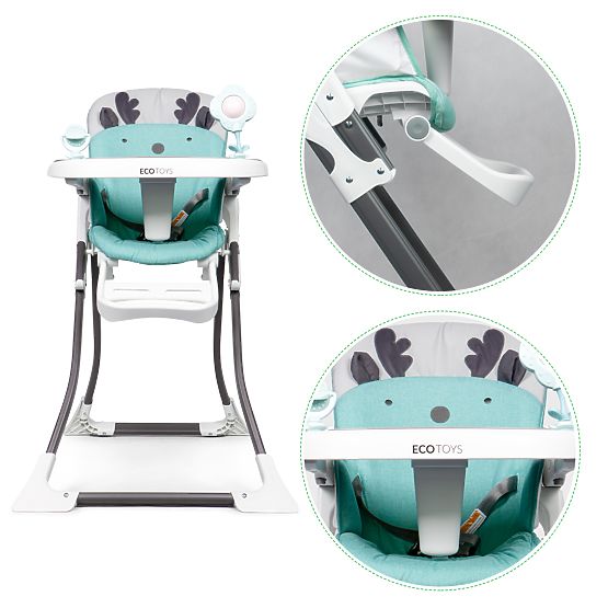 Jedilni stol za severne jelene - belo-turkizen