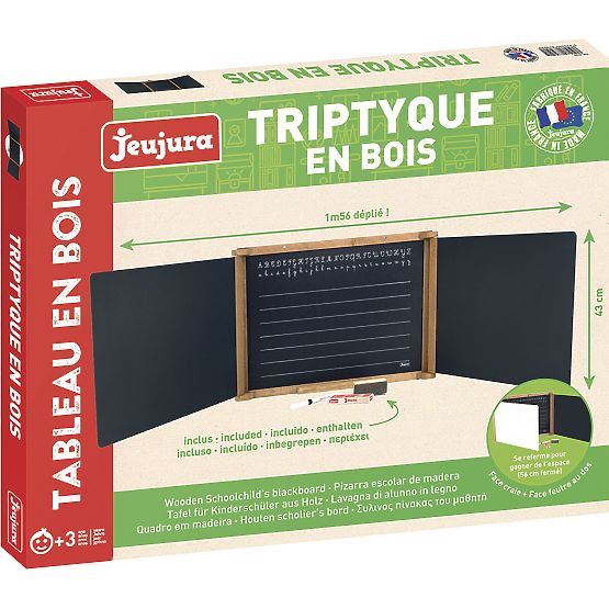 Jeujura Lesena trokrilna multifunkcijska tabla 156x43 cm s pripomočki