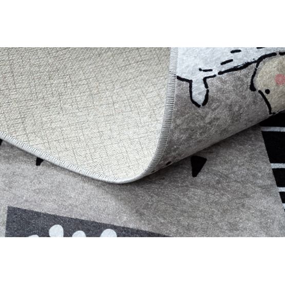 JUNIOR 51974.802 pralna preproga Medvedi, živali za otroke proti zdrsu - siva