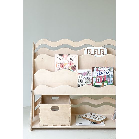 Knjižnica in regal za igrače WAVE M - naravna