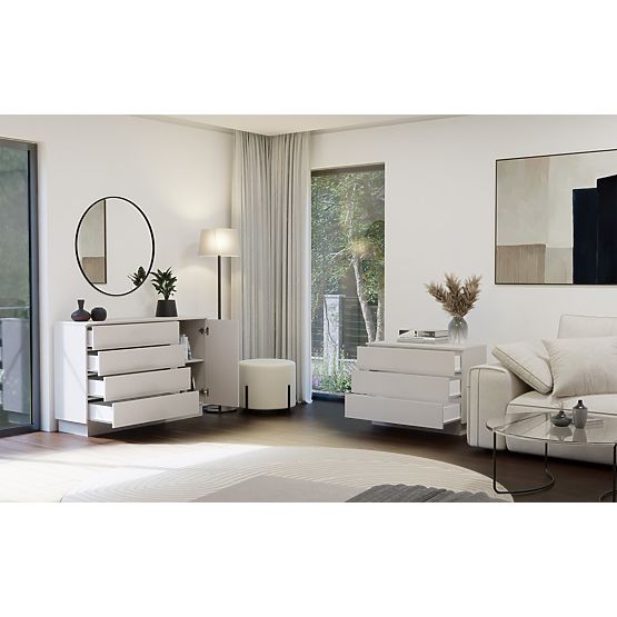 Komoda AMBER 1D4S Omara 1 Vrata 4 Predali za Spalnico Dnevno Sobo KAŠMIR Bež