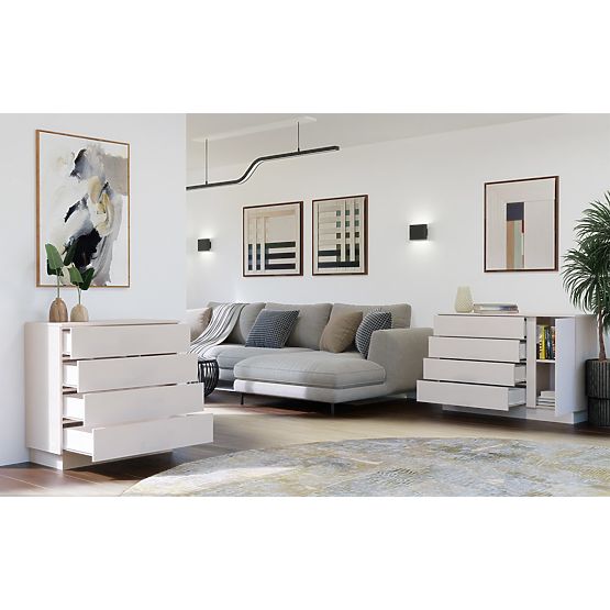 Komoda AMBER 4S Omara 4 Predali za Spalnico Dnevno Sobo KAŠMIR Bež