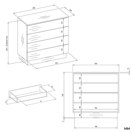 Komoda AMBER 4S Omara 4 Predali za Spalnico Dnevno Sobo KAŠMIR Bež