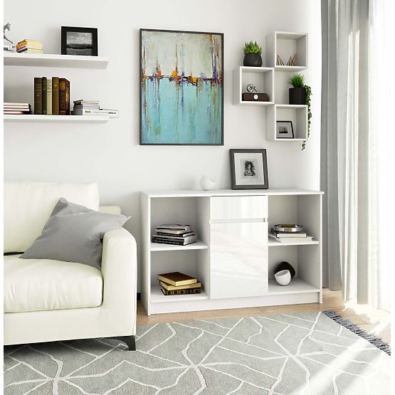 KOMODA B-17 120 cm 1 PREDAL 1 VRATA PK BELA / BELI SIJAJ