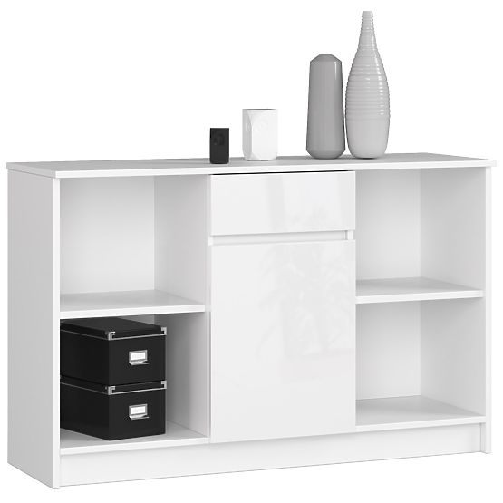 KOMODA B-17 120 cm 1 PREDAL 1 VRATA PK BELA / BELI SIJAJ