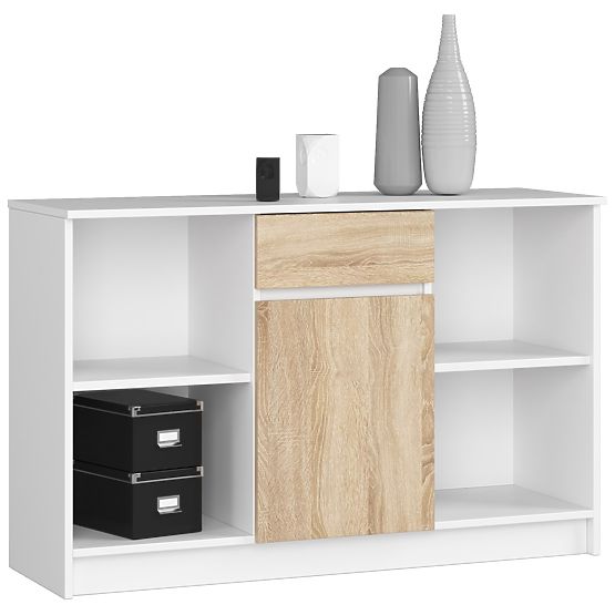KOMODA B-17 120 cm 1 PREDAL 1 VRATA PK BELA / SONOMA