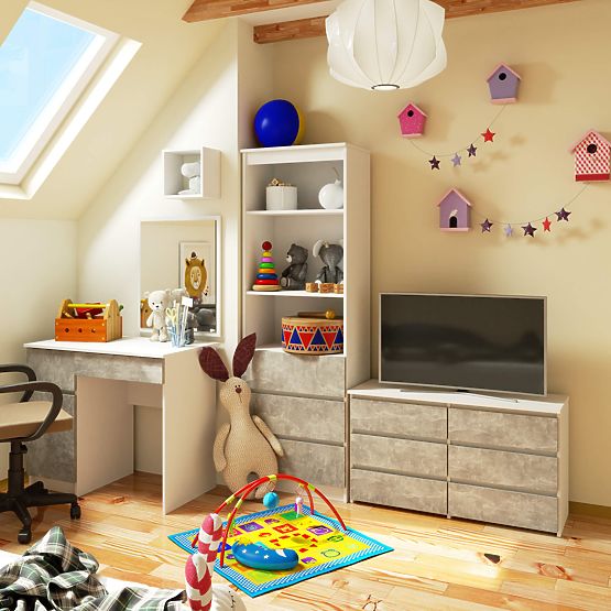 KOMODA CL100 6SZ PK BELA / BETON