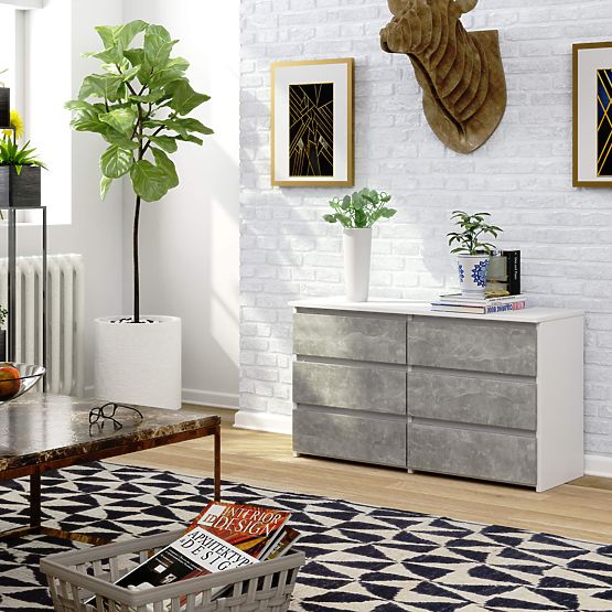 KOMODA CL100 6SZ PK BELA / BETON