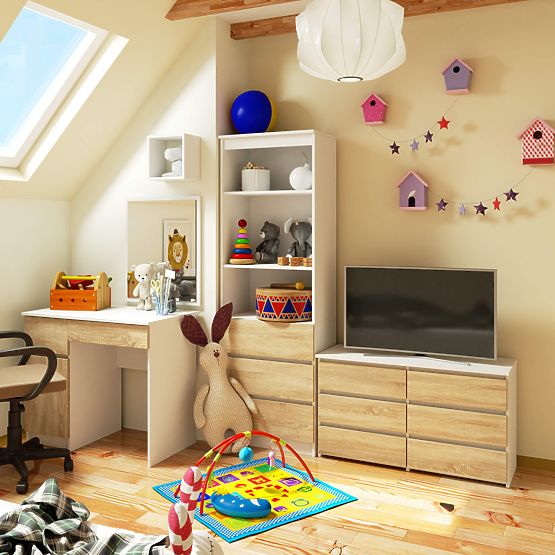 KOMODA CL100 6SZ PK BELA / HRAST SONOMA