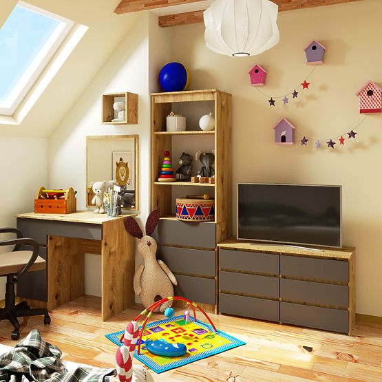 KOMODA CL100 6SZ PK HRAST ARTISAN / SIVA