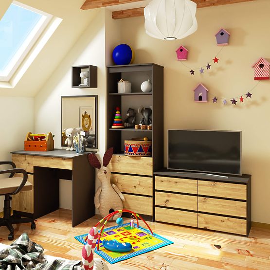 KOMODA CL100 6SZ PK SIVA / HRAST ARTISAN