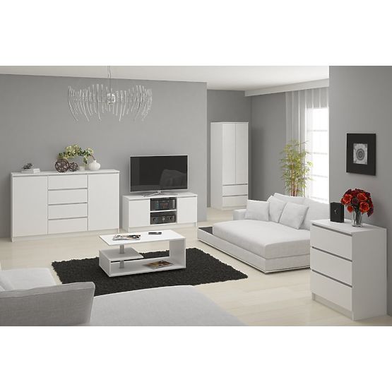 KOMODA K 140 cm 6 PREDALOV PK BELA