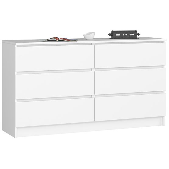 KOMODA K 140 cm 6 PREDALOV PK BELA