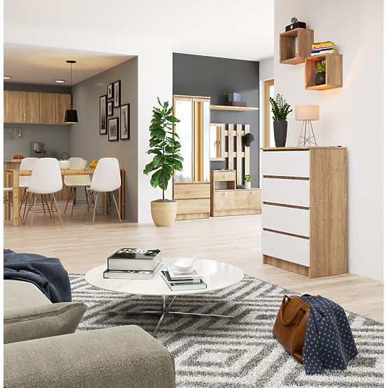 KOMODA K 60 cm 4 PREDALI PK SONOMA / BELA