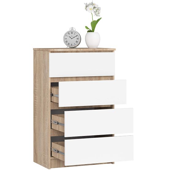 KOMODA K 60 cm 4 PREDALI PK SONOMA / BELA