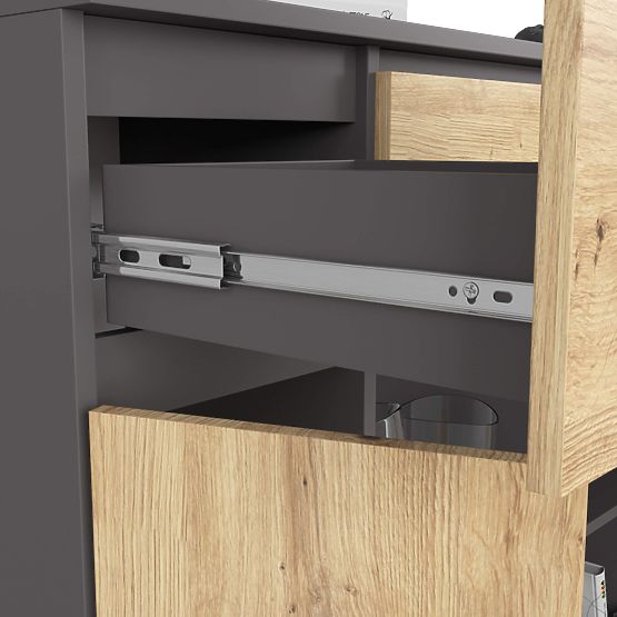 KOMODA K100 2D 3SZ 1P PK GRAFIT SIVA / HRAST ARTISAN