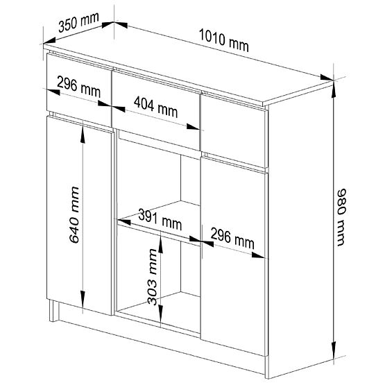 KOMODA K100 2D 3SZ 1P PK GRAFIT SIVA