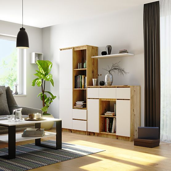 KOMODA K100 2D 3SZ 1P PK HRAST ARTISAN / BELA