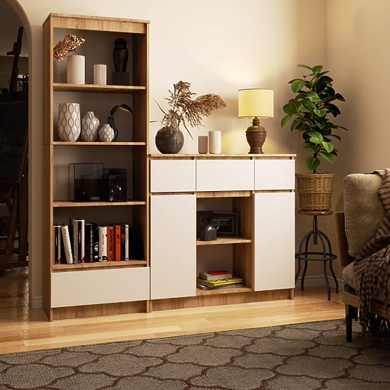 KOMODA K100 2D 3SZ 1P PK HRAST SONOMA / BELA