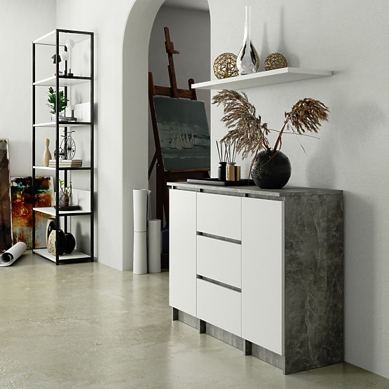 KOMODA K100 2D 3SZ PK BETON / BELA