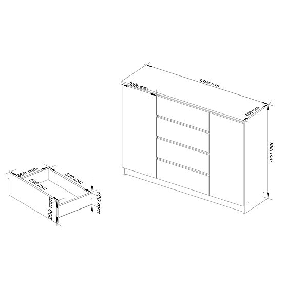 KOMODA K140 2D 4SZ CLP PK HRAST SONOMA