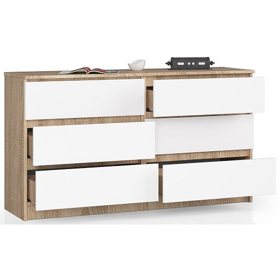 KOMODA K140 6SZ CLP HRAST SONOMA / BELA