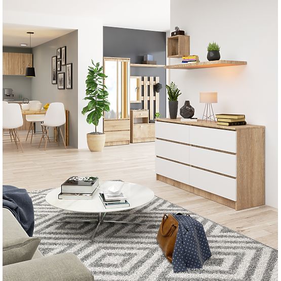 KOMODA K140 6SZ CLP HRAST SONOMA / BELA