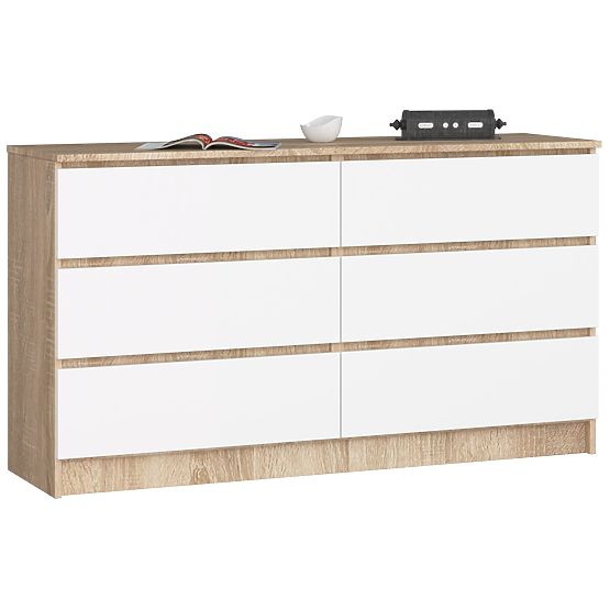 KOMODA K140 6SZ CLP HRAST SONOMA / BELA