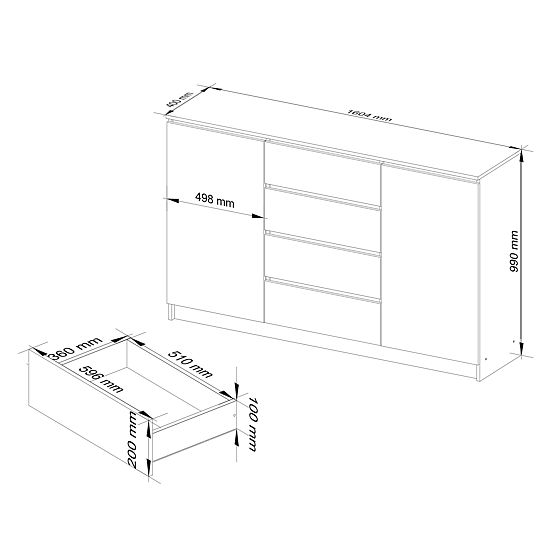 KOMODA K160 2D 4SZ CLP PK HRAST SONOMA / BELA