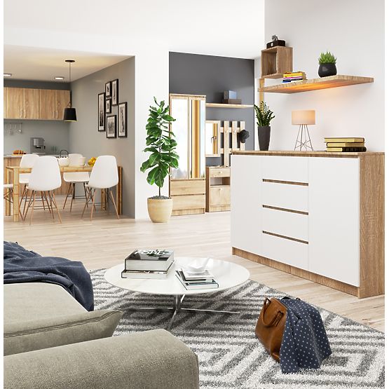 KOMODA K160 2D 4SZ CLP PK HRAST SONOMA / BELA