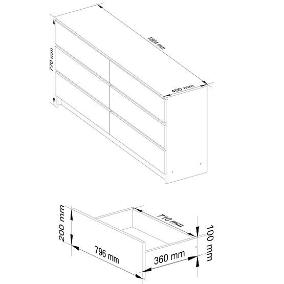 KOMODA K160 6SZ CLP PK BELA / SIVA
