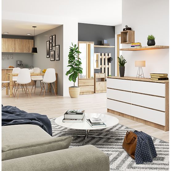 KOMODA K160 6SZ CLP PK HRAST SONOMA / BELA