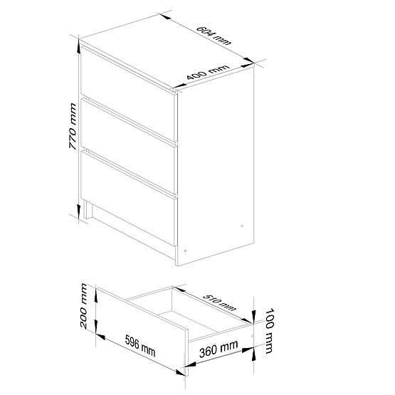 KOMODA K60 3SZ CLP GRAFIT SIVA / BELA