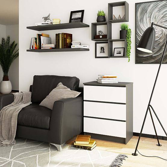 KOMODA K60 3SZ CLP GRAFIT SIVA / BELA