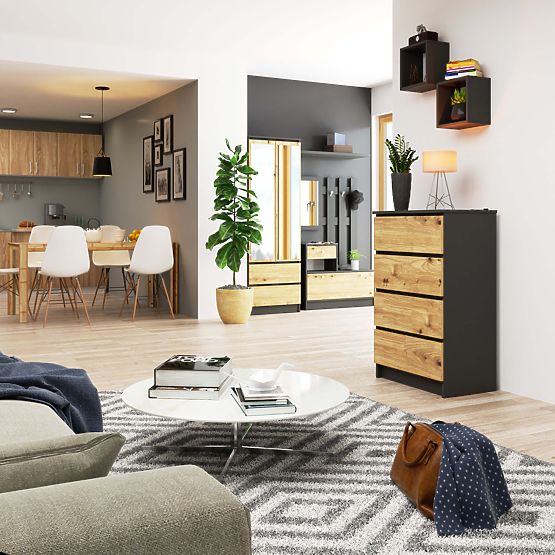 KOMODA K60 4SZ CLP PK GRAFIT SIVA / HRAST ARTISAN