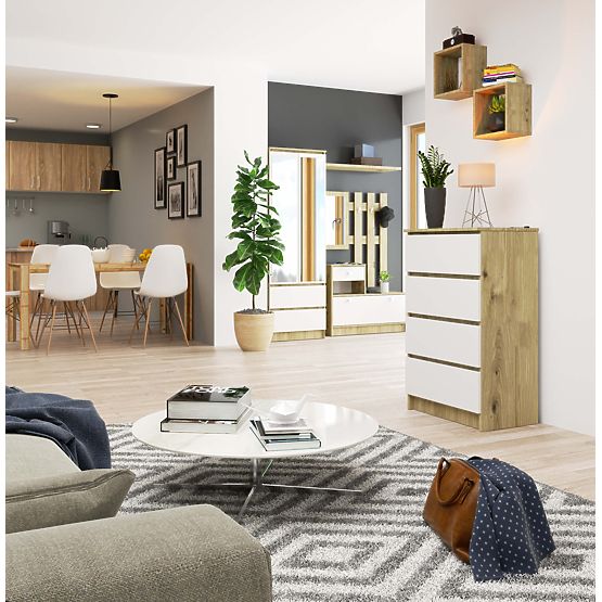 KOMODA K60 4SZ PK HRAST ARTISAN / BELA