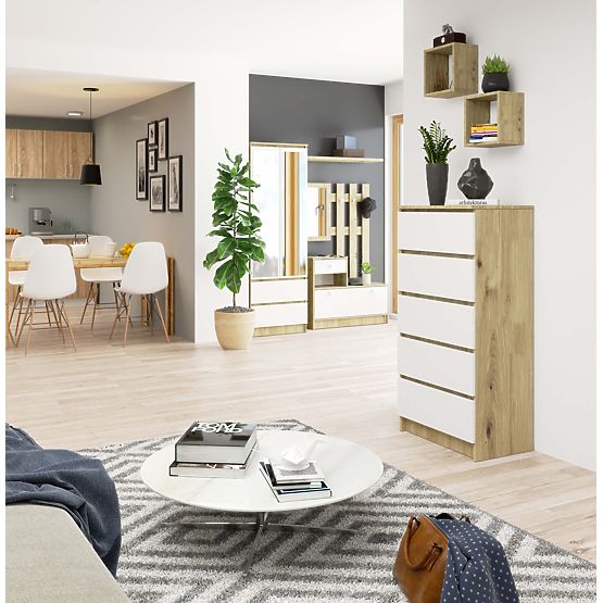 KOMODA K60 5SZ CLP PK HRAST ARTISAN / BELA