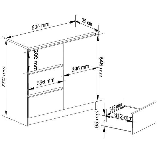 KOMODA K80 JERRY 1D 3SZ PK BELA / BETON