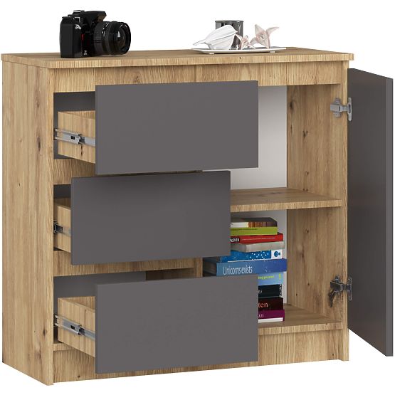 KOMODA K80 JERRY 1D 3SZ PK HRAST ARTISAN / GRAFIT SIVA