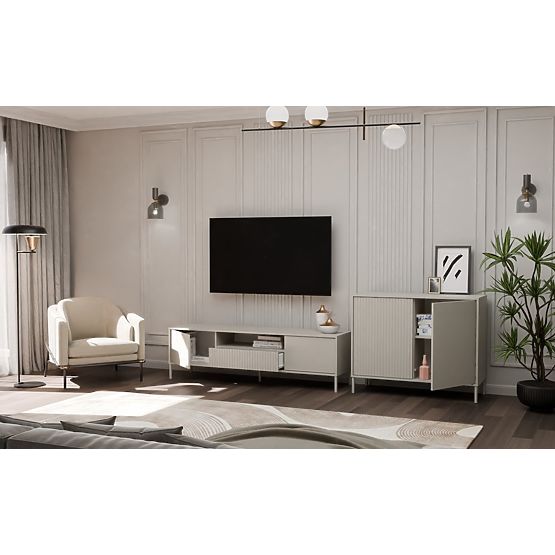 Komoda KAMARO 2D SLIM/GLADKI KAŠMIR Lamelna Sprednja Plošča + Klasična