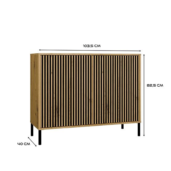 Komoda KAMARO 2D SLIM HRAST ARTISAN Z Rebrastimi Vrati