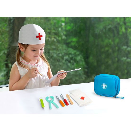 Komplet zobozdravnika torba s 7 dodatki za otroke ECOTOYS