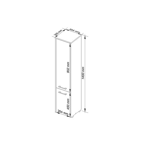 KOPALNIŠKA OMARICA FIN STOLPEC 30 2D 140cm BELI SIJAJ