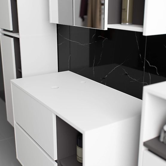 KOPALNIŠKA OMARICA POD UMIVALNIK Z ODPRTINAMI VAMI W90 UM 2SZ 2P BELA / GRAFITNO SIVA