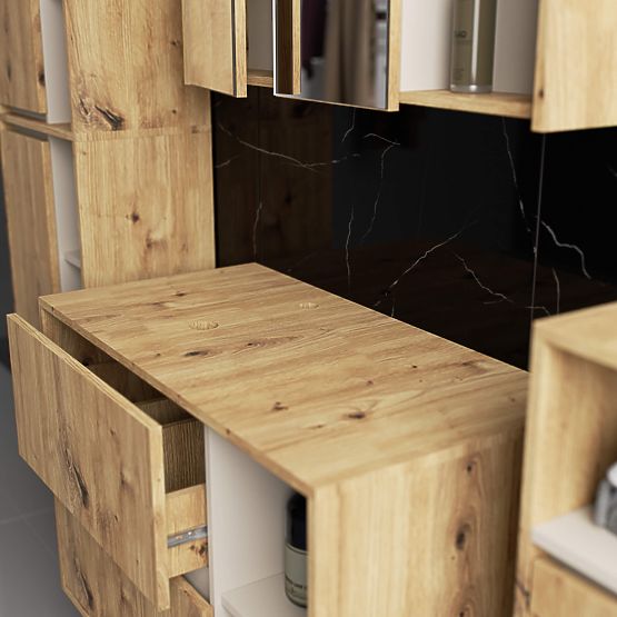 KOPALNIŠKA OMARICA POD UMIVALNIK Z ODPRTINAMI VAMI W90 UM 2SZ 2P HRAST ARTISAN / KAŠMIR