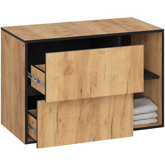 KOPALNIŠKA OMARICA POD UMIVALNIK Z ODPRTINAMI VAMI W90 UM 2SZ 2P HRAST CRAFT / ČRNA