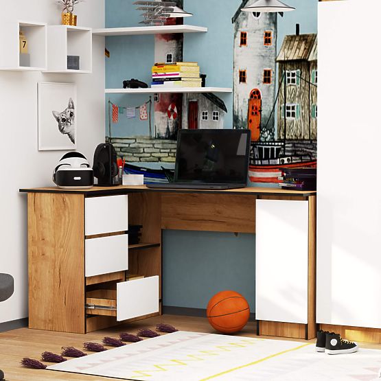 KOTNI PISALNA MIZA B20 CLP LEVOSTRANSKA PK HRAST CRAFT / BELA