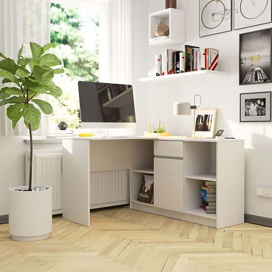 KOTNI PISALNA MIZA - SET B-17 KOMODA IN PISALNA MIZA PK BELA