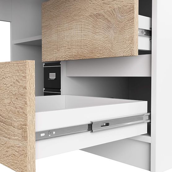 KOTNIŠKA PISALNA MIZA B20 CLP DESNA PK BELA / SONOMA