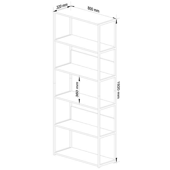 Kovinski loft regal 80 cm - bela-hrast sonoma - 6 polic